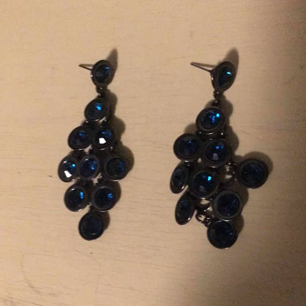 Bright blue chandelier earrings